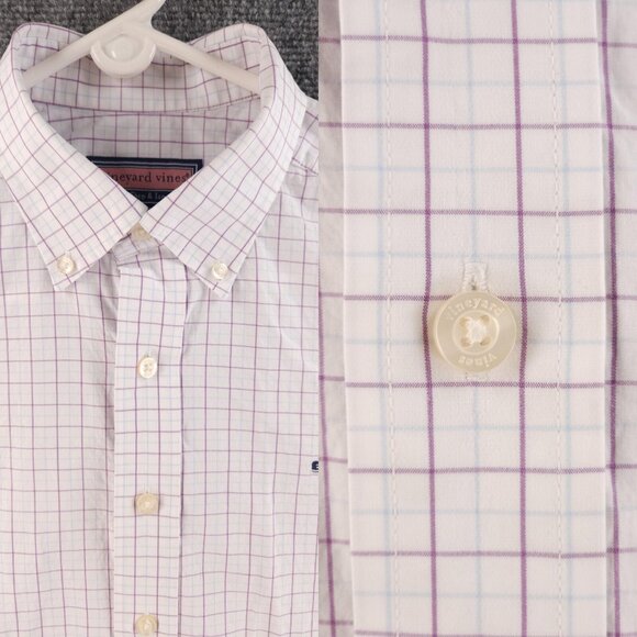 Vineyard Vines Button-Down Whale Cotton Medium Check Colorful Men Button Up - Picture 1 of 16